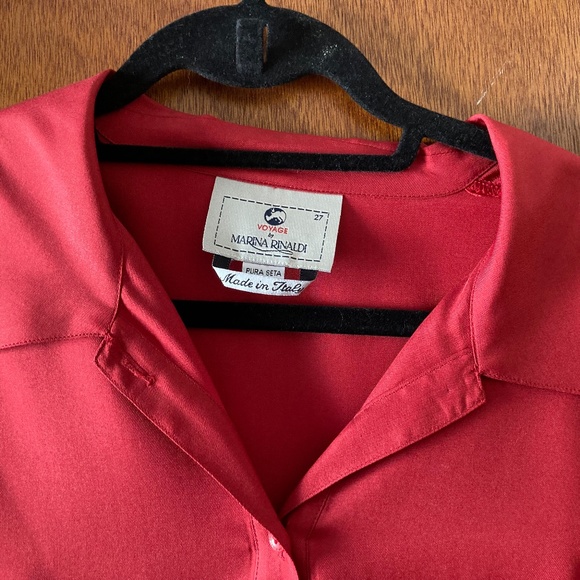 VINTAGE MARINA RINALDI VOYAGE BLOUSE 27 RED PRE OWNED - Picture 11 of 11
